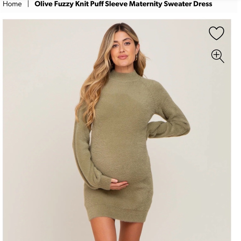 Pinkblush Olive Fuzzy Knit Maternity Dress